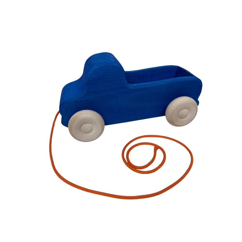 Grimm's Large Blue Montessori Pull Along Wooden Truck